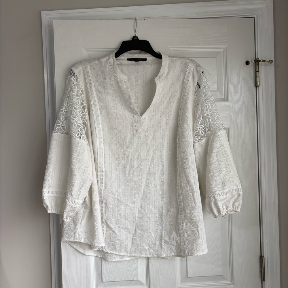 Marc New York White Lace Detail Blouse